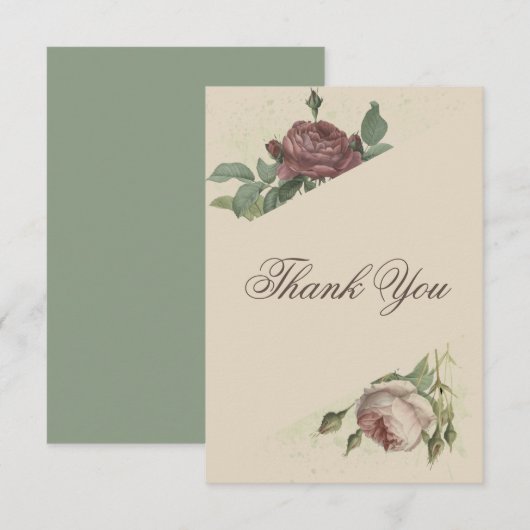 Rustieke bloemige moderne burgundy Marsala goud br Bedankkaart (Voorkant / Achterkant)