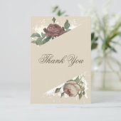 Rustieke bloemige moderne burgundy marsala goud br bedankkaart (Staand voorkant)