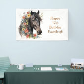 Rustieke bloemige paard 12e verjaardag spandoek (Beurs)