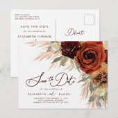 Rustieke bloemige Pampasgras Save The Date-ansicht Briefkaart (Voorkant / Achterkant)