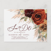 Rustieke bloemige Pampasgras Save The Date-ansicht Briefkaart (Voorkant)