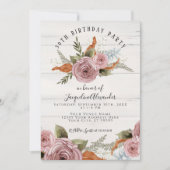 Rustieke bloemige pioenroos stoffig roze waterverf kaart (Voorkant)