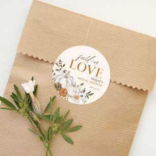 Rustieke bloemige pompoen bruidsshower ronde sticker