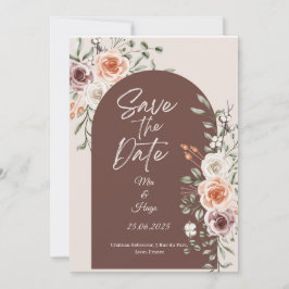 Rustieke bloemige 'Save the Date'-kaart Kaart