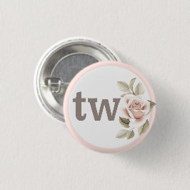 Rustieke bloemige shabby chic rozen 2de verjaardag ronde button 3,2 cm