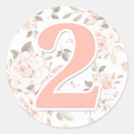 Rustieke bloemige shabby chic rozen 2e verjaardags ronde sticker