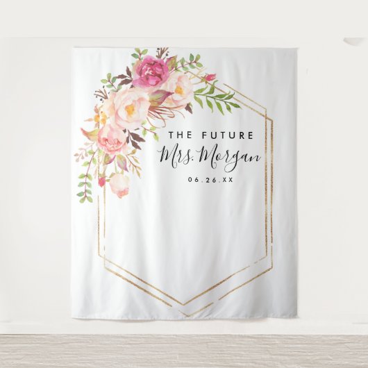 Rustieke Bloemige Toekomstige Mrs Bruidsfeest Acht Wandkleed (Voorkant)