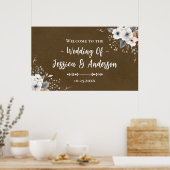 Rustieke bloemige trouw faux kraftpapier textuur poster (Keuken)