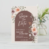 Rustieke bloemige trouw 'Save the Date'-uitnodigin Save The Date (Staand voorkant)