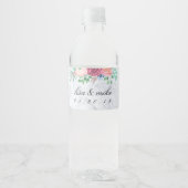 Rustieke bloemige trouwmarmer waterfles etiket (Voorkant)