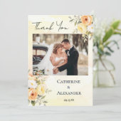 Rustieke Bloemige Waterverf Chic Foto Bruiloft Bedankkaart (Staand voorkant)