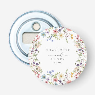 Rustieke Bloemige Wilde Bloemen Eenvoudige Trouwda Button Flesopener