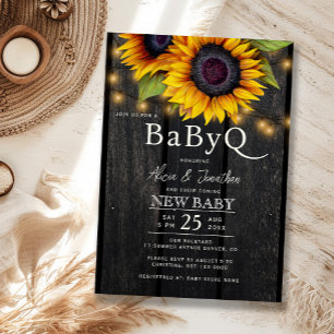 Rustieke bloemige zonnebloem barbecue BabyQ baby s Kaart