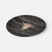 Rustieke bloemkoe skull boho chic aangepast feest papieren bordje (Gekanteld)