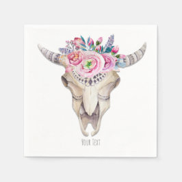 Rustieke bloemkoe skull boho chic aangepast feest servet