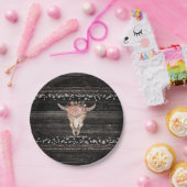 Rustieke bloemkoe skull boho chic aangepaste party papieren bordje (Feest)
