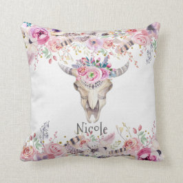 Rustieke bloemkoe skull boho chic glam aangepast kussen