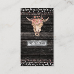 Rustieke bloemkoe skull boho chic glam aangepast visitekaartje