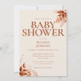 Rustieke bloemletter herfst baby shower kaart