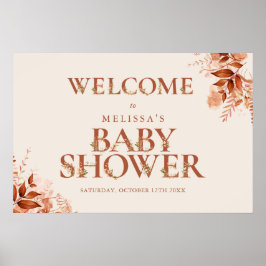 Rustieke bloemletter Herfst babyshower welkomstbor Poster