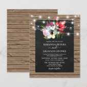 Rustieke bloemlichten Budget Huwelijksuitnodiging (Voorkant / Achterkant)