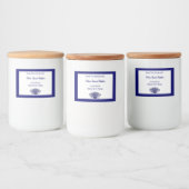 Rustieke Bloemmand Blauw Wit Bewerkbaar Voedselcontainer Etiket (Flessen)