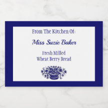 Rustieke Bloemmand Blauw Wit Bewerkbaar