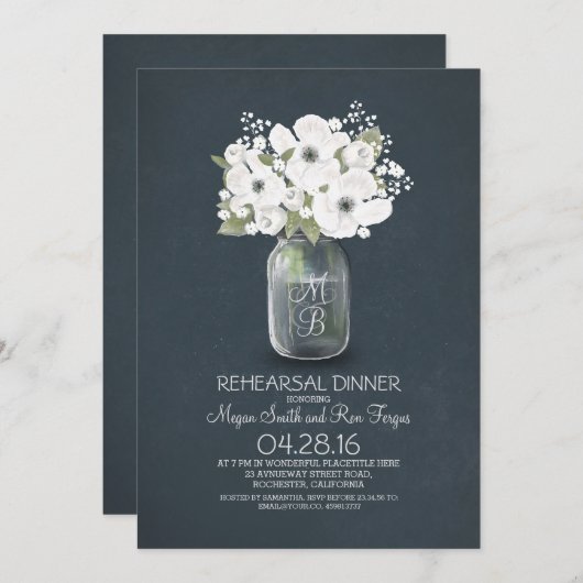 Rustieke Bloemmetselaar Jar repetitie diner Kaart (Voorkant / Achterkant)