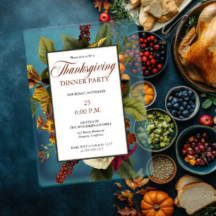 Rustieke bloemmotief terracotta   Thanksgiving-din Acryl Uitnodigingen
