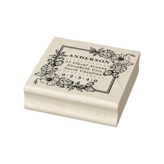 Rustieke bloemnaam & retouradres Classic Rubberstempel (Stempel)