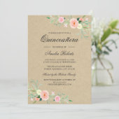 Rustieke bloemrijke Boho Quinceanera uitnodiging (Staand voorkant)