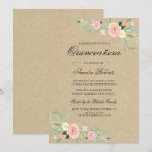 Rustieke bloemrijke Boho Quinceanera uitnodiging (Voorkant / Achterkant)