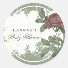 Rustieke bloemrijke bordeaux Marsala moderne minim Ronde Sticker