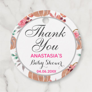 Rustieke bloemrijke herfst dank je wel baby shower bedankjes labels