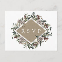 Rustieke bloemrijke herfst-winter bruiloft RSVP