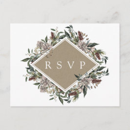 Rustieke bloemrijke herfst-winter bruiloft RSVP Uitnodiging Briefkaart