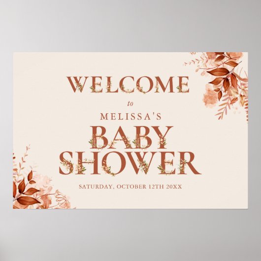 Rustieke bloemrijke letter Herfst babyshower welko Poster (Voorkant)