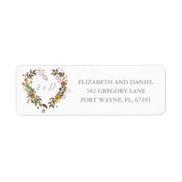 Rustieke bloemrijke saliegroene trouw retouradres etiket