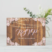 Rustieke bloemslingerende lichtslingers houten RSV Kaart (Staand voorkant)