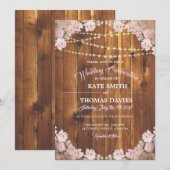 Rustieke bloemslingerende lichtslingers houten tro kaart (Voorkant / Achterkant)