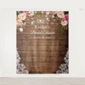 Rustieke bloemslingerlichten Bruiloftsshower Achte Wandkleed (Voorkant)