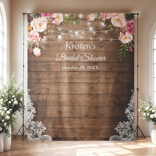 Rustieke bloemslingers bruidsshower achtergrond wandkleed
