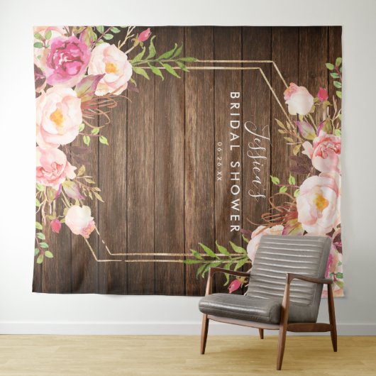 Rustieke bloemstuk bruidsshower achtergrond wandkleed (In Situ (horizontaal))