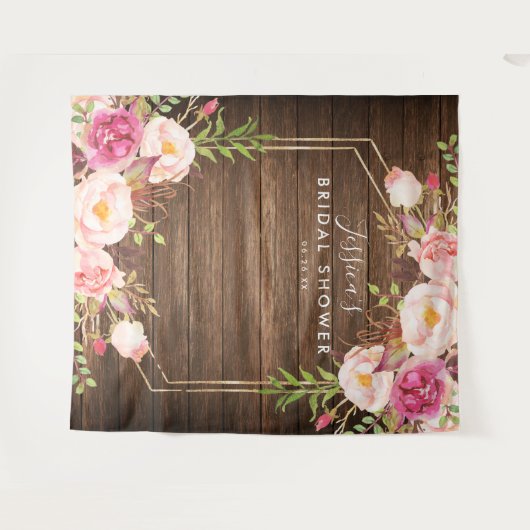 Rustieke bloemstuk bruidsshower achtergrond wandkleed (Voorkant (horizontaal))