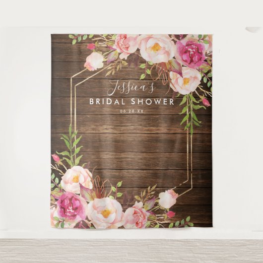 Rustieke bloemstuk bruidsshower achtergrond wandkleed (Voorkant)