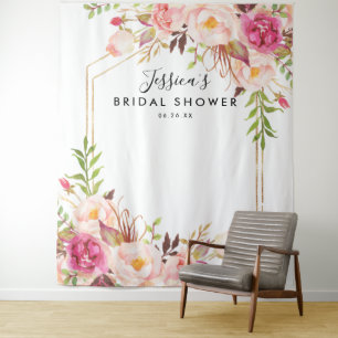 Rustieke bloemstuk bruiloftsshower achtergrond wandkleed