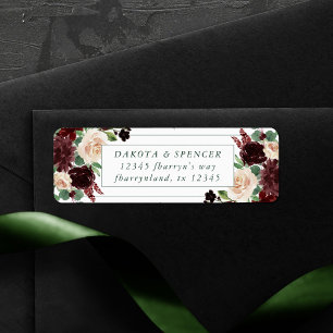 Rustieke Bloesems Terracotta en Marsala Rood Adr Etiket