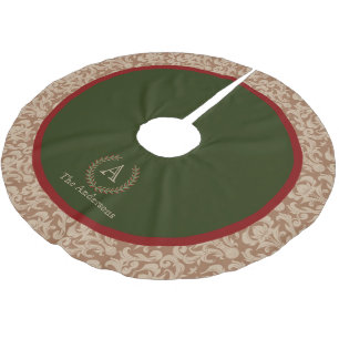 Rustieke blokhut damast monogram familienaam kerstboom rok
