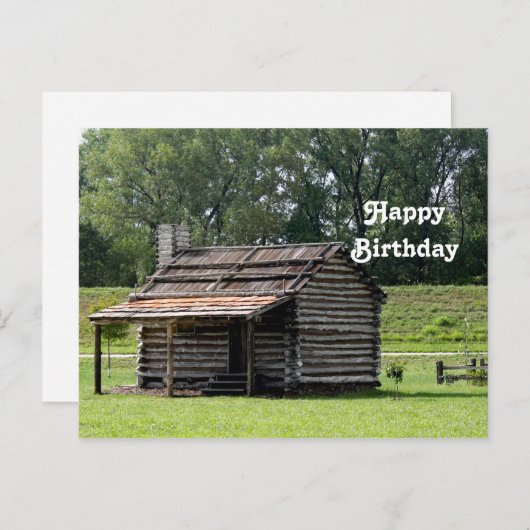 Rustieke blokhut foto verjaardag briefkaart (Voorkant / Achterkant)