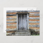 RUSTIEKE BLOKHUT HUIS SAVE THE DATE UITNODIGINGEN (Voorkant / Achterkant)